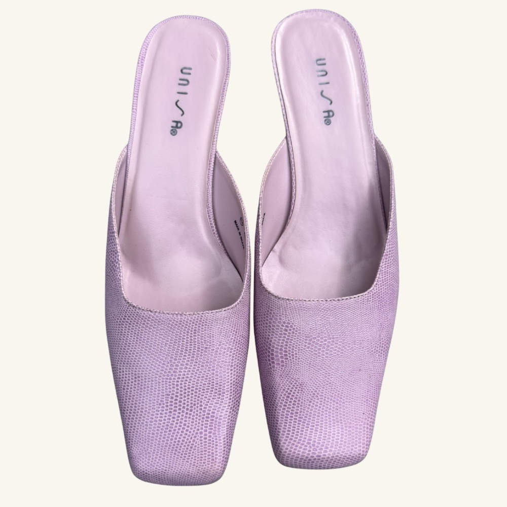 VINTAGE Y2K Unisa Lilac Upper Leather Mules 8.5